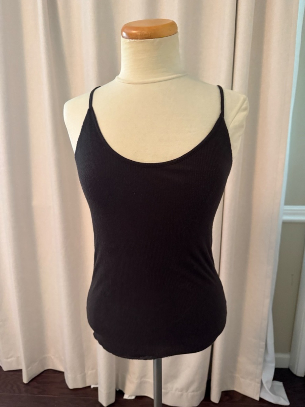 Authentic KHAITE XS Double Layer Scoop Neck Tank in Rich Chocolate Brown.